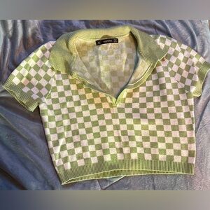 Green Knit Sweater crop top XL